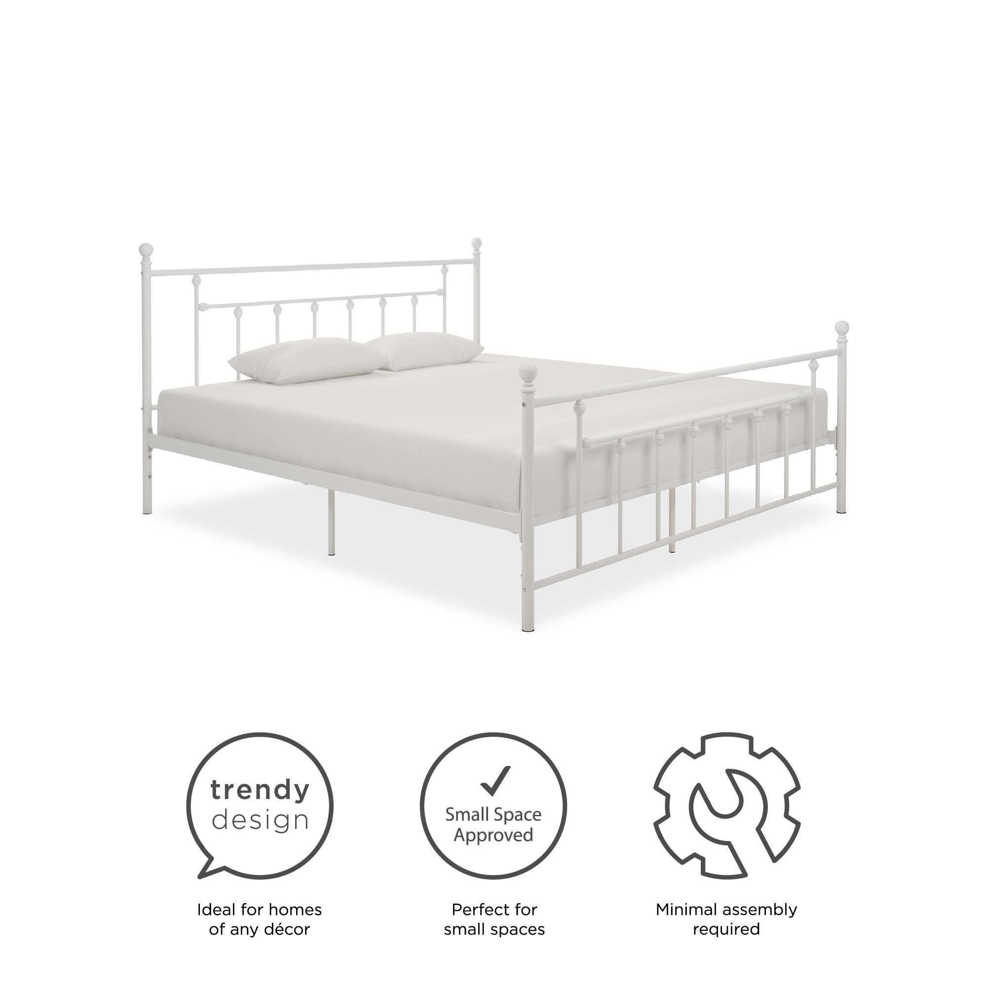 DHP Manila Metal Bed, White, King