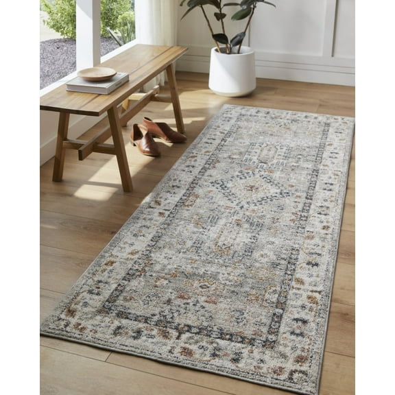 Livabliss Area Rugs for Living Room, 7x9 Beckham Global Light Slate Rug, Bedroom Dining Room Home Decor Stain Resistant Carpet (6'7" x 9'6")
