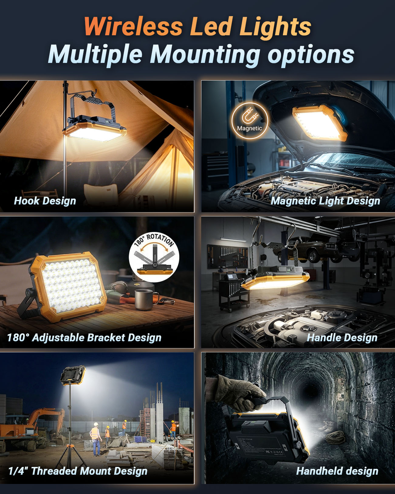 Lumdark Rechargeable LED Work Light 10000LM with Magnetic Base photo 4