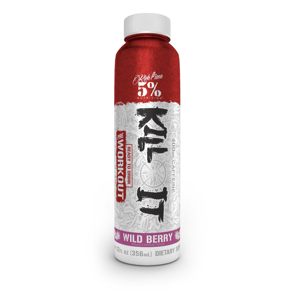 5% Nutrition Kill It Ready-to-Drink High Stim Pre Workout Supplement 400mg Caffeine Energy Drink Extreme Pump, Endurance, Focus & Hydration Citrulline, Beta Alanine, Taurine 12 Oz Bottle (Wild Berry)