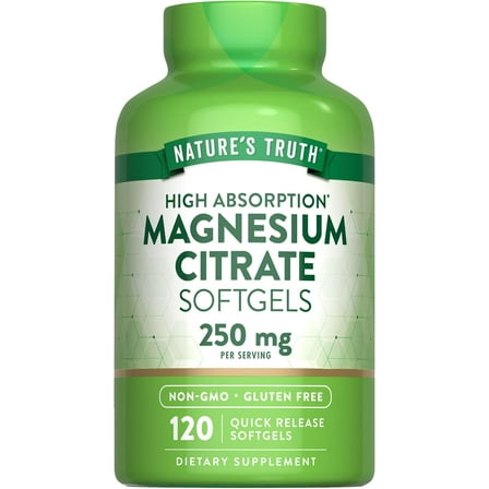 Magnesium Citrate Softgels | 250mg | 120 Count | High Absorption | by Nature's Truth
