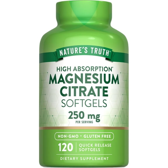 Magnesium Citrate Softgels | 250mg | 120 Count | High Absorption | by Nature's Truth