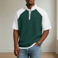 thumbnail image 3 of Maean Mens Textured Shirt Short Sleeve Shirts Quarter Zipper Summer Loose Tops Pullover Sweatshirts, 3 of 5