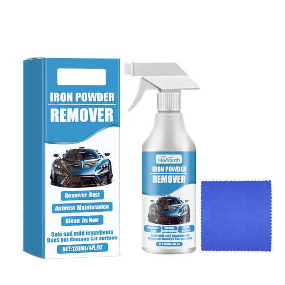 Iron Powder Remover, Car Rust Removal Spray, Multifunctional Paint Cleaner Car Maintenance Powder Spray Rust Remover Iron Cleaning, for Rust from Tools, Metals, Car Parts, Etc (120ML)