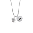 thumbnail image 2 of Delight Jewelry Silvertone Antiqued Basketball Spinner Silvertone Script Initial Disc - M - Charm Necklace, 20"+3", 2 of 4