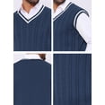 thumbnail image 7 of DARING DIVA Men's Solid Color V-Neck Sleeveless Cable Knitted Sweater Vest M Navy Blue, 7 of 7