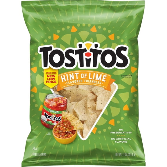 Tostitos Tortilla Chips Hint Of Lime Bag, 11 Oz ( PACK OF 2 )
