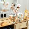 thumbnail image 3 of Yayeee 2 Pack Qtip Holder Bathroom Cotton Swab Canister with Lid Clear Dispenser Set, Orange Retro Flower, 3 of 6