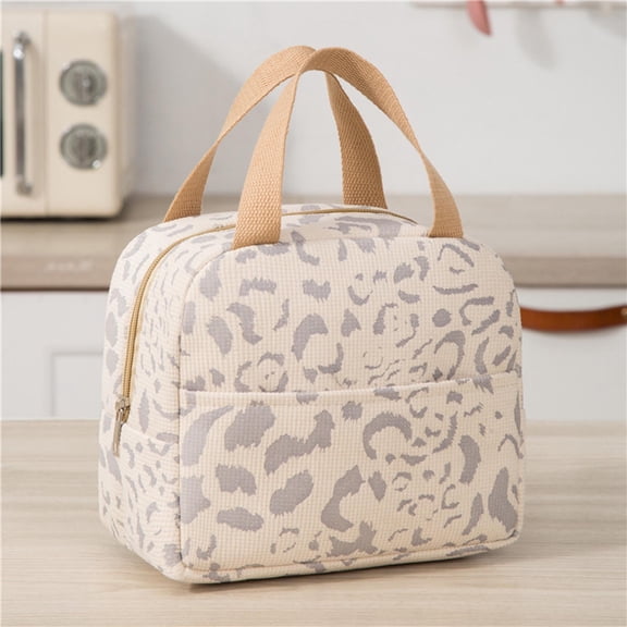 Lunch Tote Bag, Insulated Cooler Lunch Bag, Leopard Print Lunch Container, Reusable Lunch Box Tote, Portable Thermal Lunch Bag