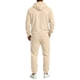 thumbnail image 5 of Hearthz Fleece Men's Tracksuit 2 Piece Sweatsuit Set Long Sleeve Drawstring Flannel Hoodie Jogger Sweatpants Set Athletic Mens Track Suits 2 Piece Set Beige XXL, 5 of 8