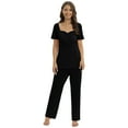thumbnail image 2 of Xmarks Women's Maternity Nursing Pajamas Set with Adjustable Waist Bnad Soft Pregnancy Breastfeeding Pj Set Black 2XL, 2 of 7