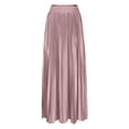 thumbnail image 4 of Elastic Waist Skirts for Women Solid Color Flared Ankle Length Casual Skirt Polyester Summer, 4 of 8