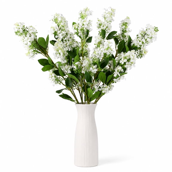 6 Pcs Artificial Flowers, 28.7 in White Osmanthus Faux Flower Stems with Green Leaves, Lifelike Fake Flowers for Vase, Long Branch Greenery for Home Office Wedding Hotel Party Interior Decoration