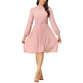 thumbnail image 1 of INSPIRE CHIC Women's Work Shirt Dress Long Sleeve Pleated Midi Dresses Light Pink M, 1 of 1