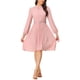 thumbnail image 1 of INSPIRE CHIC Women's Work Shirt Dress Long Sleeve Pleated Midi Dresses Light Pink M, 1 of 1