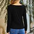 thumbnail image 4 of Blusa Fruncida Manga Larga Color Puro Slim Fit Moda Elegante Mujer Fruncida Top Negro XL, 4 of 6