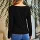 thumbnail image 4 of Blusa Fruncida Manga Larga Color Puro Slim Fit Moda Elegante Mujer Fruncida Top Negro XL, 4 of 6