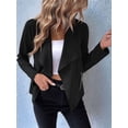 thumbnail image 4 of Women'S Faux Suede Jackets Fashion Fall Clothes Long Sleeve Open Front Cropped Coat Outwear Black S, 4 of 9