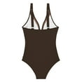 thumbnail image 4 of UTSJKR Women's Tummy Control Swimsuits Mesh Hollowed Sexy One Piece Bathing Suits Slimming V Neck Swimwear Brown L, 4 of 6