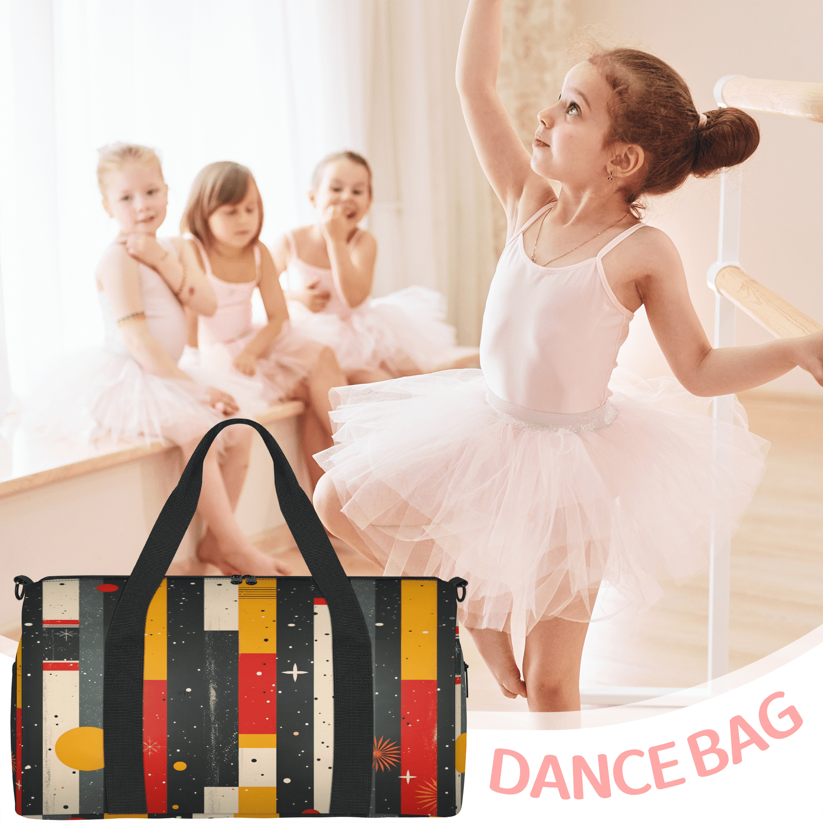 Herdesigns Boho Striped Gym Bag for Women, Duffle Bag for Travel Sport, Geometry Lightweight Waterproof Carry on Weekender Dance Yoga Workout Bags
