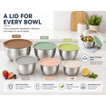 thumbnail image 7 of NULAS 6-Piece Stainless Steel Mixing Bowl Set with Lids, Nesting Metal Bowls for Kitchen – 4.5/3.5/2.5/2/1.5/1 qt, Great for Prep, Baking & Serving, Multicolor, 7 of 7