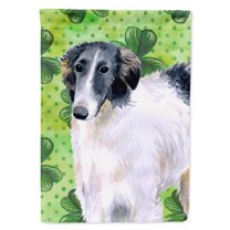 Carolines Treasures BB9846GF Borzoi St Patricks Flag Garden Size  Small multicolor