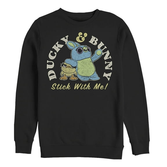Men's Toy Story Ducky & Bunny Stick With It Motto  Sweatshirt Black Medium