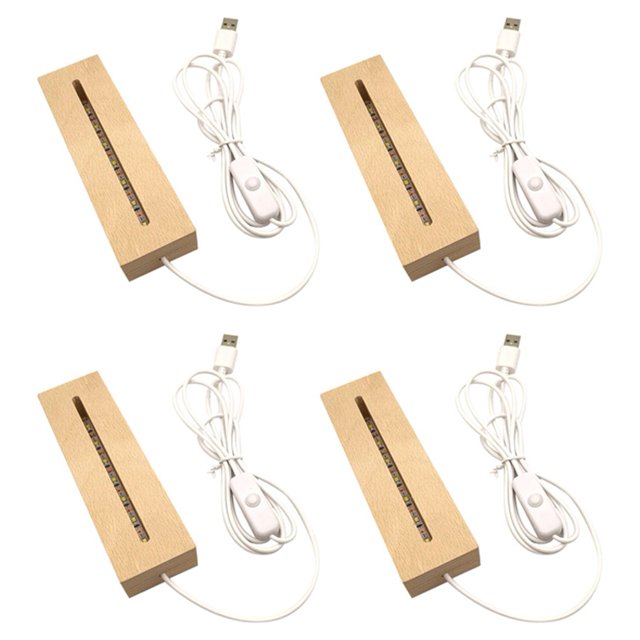 Base ligera rectangular de madera, LED para acrílico,cristal,noche L