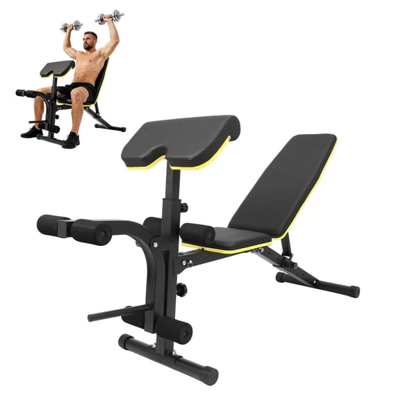 GloryStar Adjustable Weight Bench, Leg Extension & Curl Included, Multi-Functional Flat, Incline, Decline Design with Thick Pad, Heavy Duty Bench for Full Body Home Gym, Supports 396 LB
