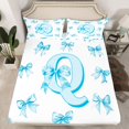 thumbnail image 2 of Homewish Blue Ribbon Letter Q Twin Sheet Sets, Cartoon Fairy Tale Princess Bow Monogrammed Microfiber Bedroom Decor, 3pcs, 2 of 7