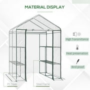 Outsunny 5 x 5 x 6 Mini Walk-in Greenhouse Kit, Portable Green House with 3 Tier Shleves, Roll-Up Door, and Weatherized Plastic Cover for Backyard Garden, Garden