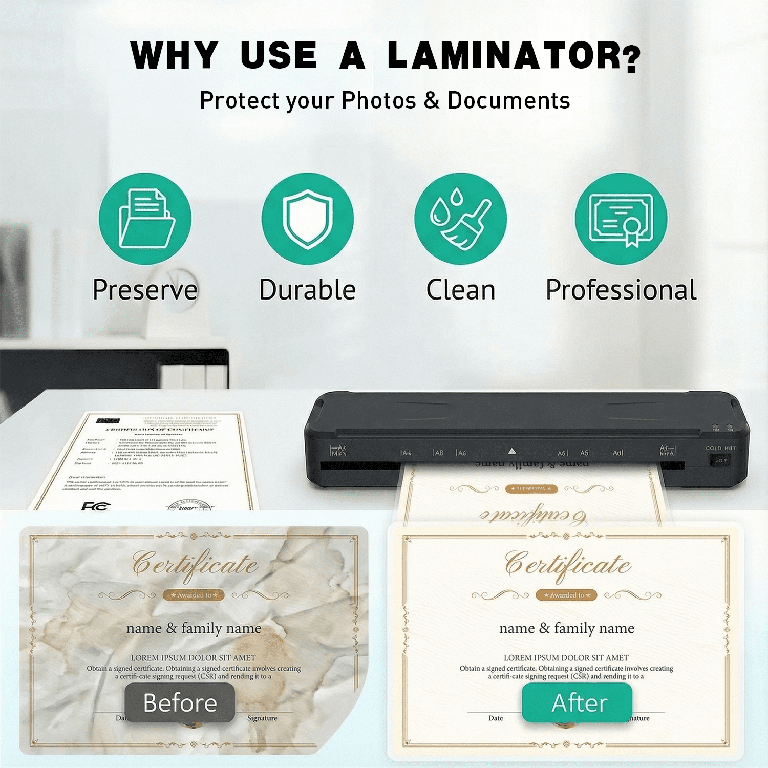 Laminator Machine,13 Inch Cold Thermal Laminators with Laminating Sheets,A3 Personal Laminators for Home Office School