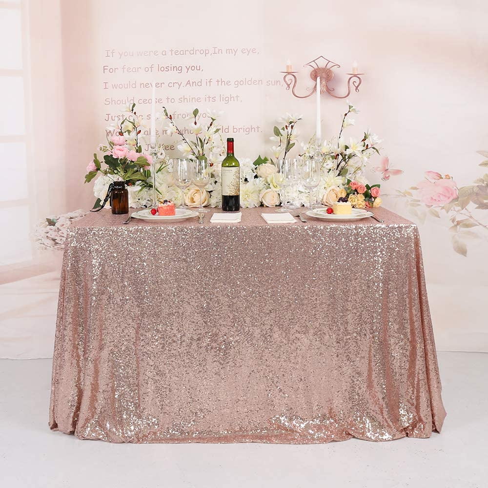 Details about   Rose pink Sparkly Gold Sequin Tablecloth Wedding Party Mesh Background 48''x72'' 