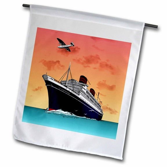 3dRose, Tropical Ship Cruise, 12 x 18 inch Garden Flag