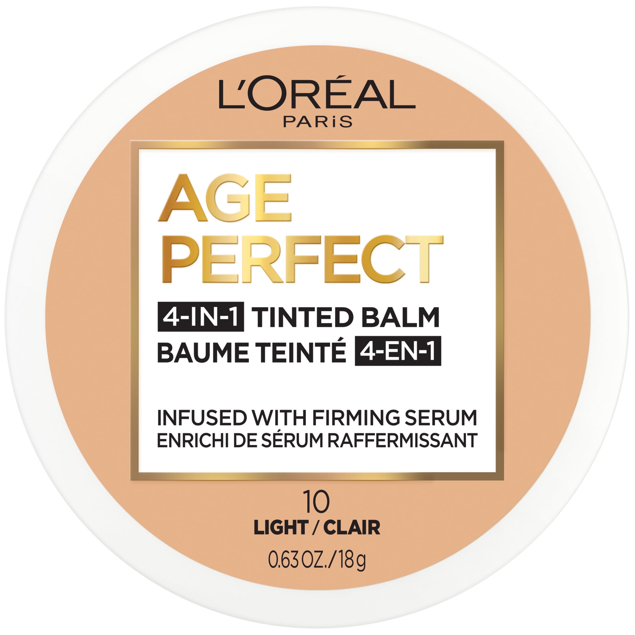 (6 pack) L'Oreal Paris Age Perfect 4-in-1 Tinted Face Balm Foundation, Light 10, 0.609 fl. oz.