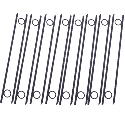 12 Pack 16 Inch Heavy Duty Ground Stakes, Black Steel Ground Anchors with Loop, Reusable Tent Rebar Tent Stakes for Sheds Outdoor Camping Walkway Garden  Fence
