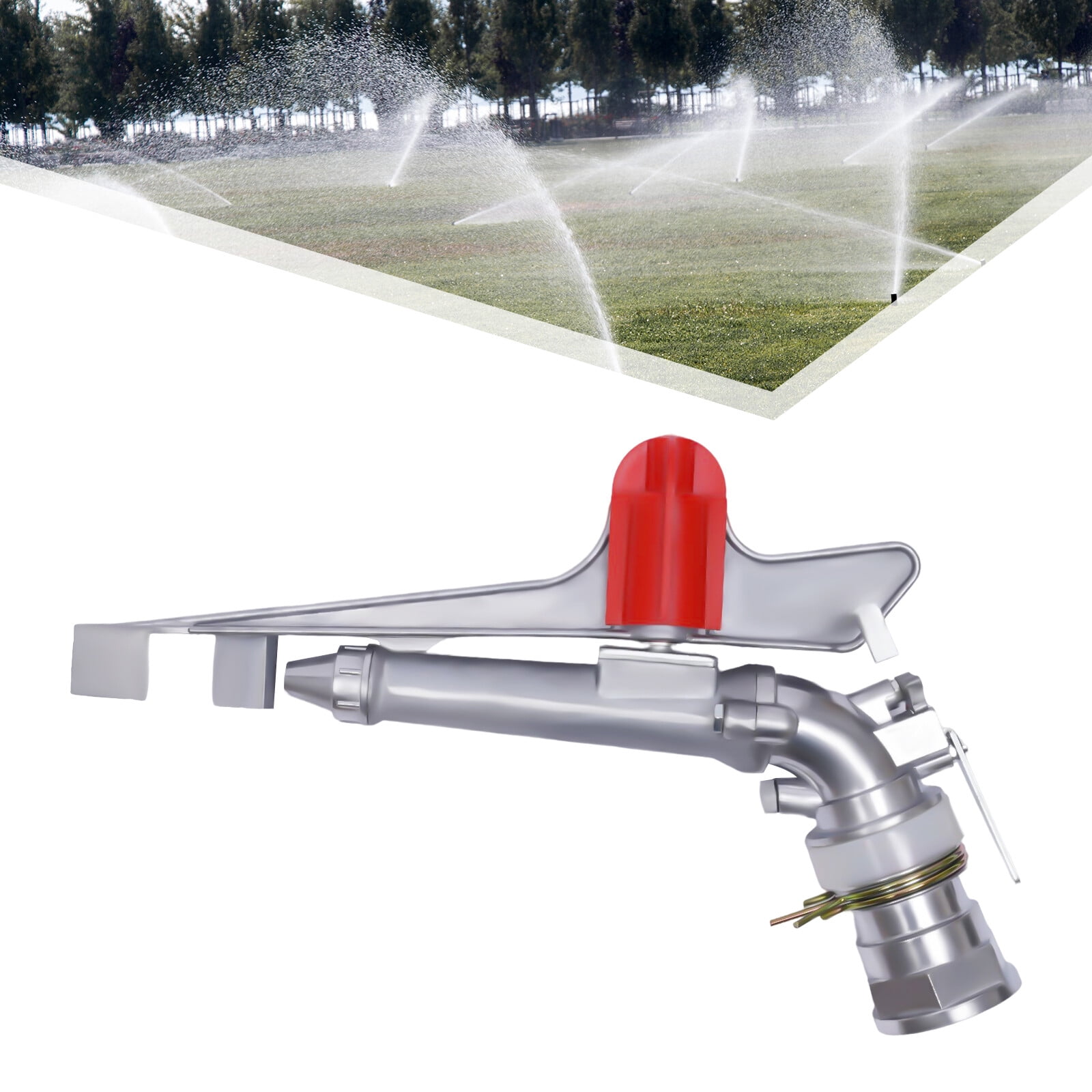 2'' Irrigation Spray Gun Sprinkler Gun Large 360°Adjustable Impact Area Water  17.3*9.3in for Farms, Orchards, Tea Gardens, Forestry
