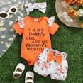 thumbnail image 2 of TOWED22 Baby Girl Clothes Short-sleeve Crew Neck Romper + Floral Pleated Skirts Shorts Headband Spring Summer Outfits(Orange,0-3 M), 2 of 8