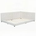 thumbnail image 5 of Beige Upholstered Queen Size Bed with USB Ports and Linen Slats, 5 of 18