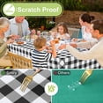 thumbnail image 5 of decorUhome Rectangle Tablecloth, Waterproof Vinyl Flannel Backed Table Cloth, Buffalo Wipeable Plastic Table Cover for Kitchen and Outdoor, Black and White, 60" x 84", 5 of 8