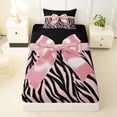 thumbnail image 3 of Erosebridal Pink Bowknot Kids Twin Sheet Sets,Chic Zebra Stripe Print Bedding For Girls 3 Pieces, 3 of 6
