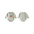 thumbnail image 2 of BemeyourBBs Newborn Baby Boys Girls My First Halloween Outfit Baby Girl Boy Fall Clothes Waffled Striped Bubble Romper Letter Pumpkin Embroidery Long Sleeve Jumpsuit Bodysuits Playsuit, 2 of 9