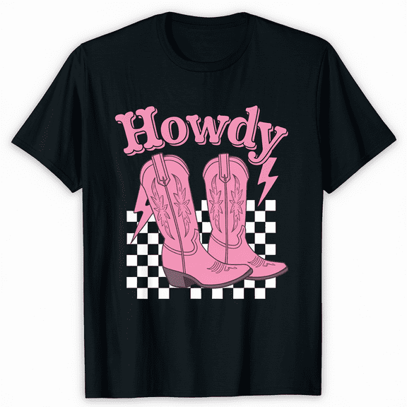 Western Country Lets Go Girls Howdy Cowgirl Boots Design T Shirt