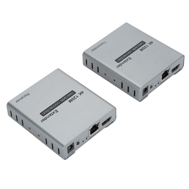 Émetteur et Récepteur Interface Multimédia HD, Extension Interface Multimédia 4K HD sur Cat 5e 6, Portée Longue de 393 Pieds, Plug & Play, pour Diffusion en Continu Vidéo et Audio vers Moniteur Projecteur depuis Ordinateur Portable PC