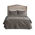 thumbnail image 3 of JERFIT Queen 3-Piece Antimicrobial Bedspread Set with Shams, Split Corner Pleated Quilted Coverlet, Dark Grey Microfiber, 3 of 9