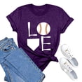 thumbnail image 4 of Tiqkatyck Womens Tops Clearance, Women's Baseball Print Loose T Shirt Short Sleeve Top, Summer Tops for Women, Long Sleeve Shirts for Women Purple, 4 of 4
