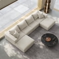 thumbnail image 3 of 162" Cloud Couch, Beige Modern Upholstered Sectional Couches for Living Room, Free Combination L Shaped Sofa Set with 6 Pillows, Oversized Design, 3 of 17