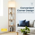 thumbnail image 3 of ATAMIN Alvis Edge Tall Standing Modern Corner Floor Lamp with Shelves, Decorative Floor Lamp, Natural Wood, 72", 3 of 6