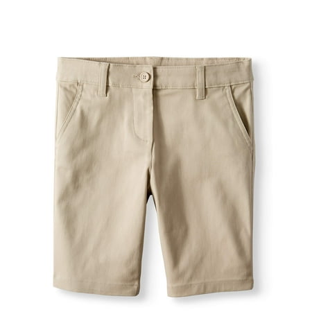 Wonder Nation Girls' School Uniform Stretch Twill Bermuda Shorts (Plus)