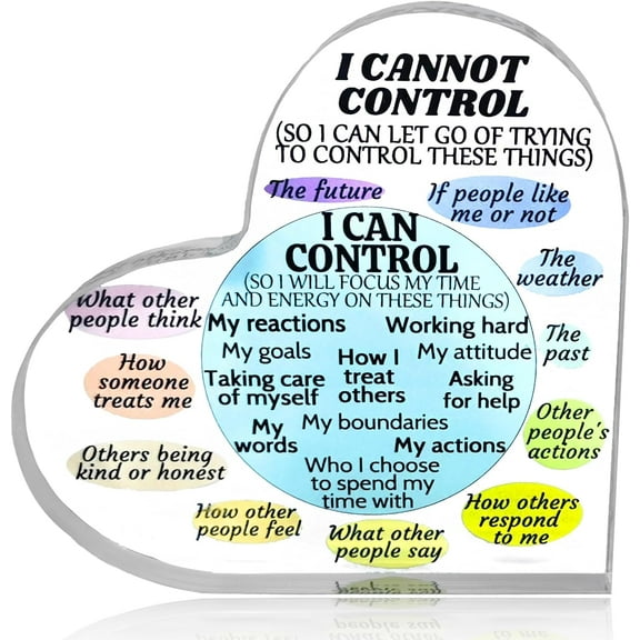 Things I Can Control Mental Health Decor, Acrylic Heart Sign for Therapist Office, School Counselor, Psychologist Room Art Decoration, Therapy Desk Plaque for Bedroom Classroom (Blue)